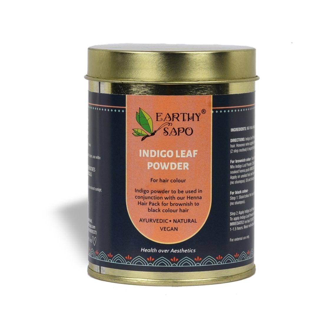 Earthy Sapo Indigo Leaf Powder for natural brown to black hair colour
