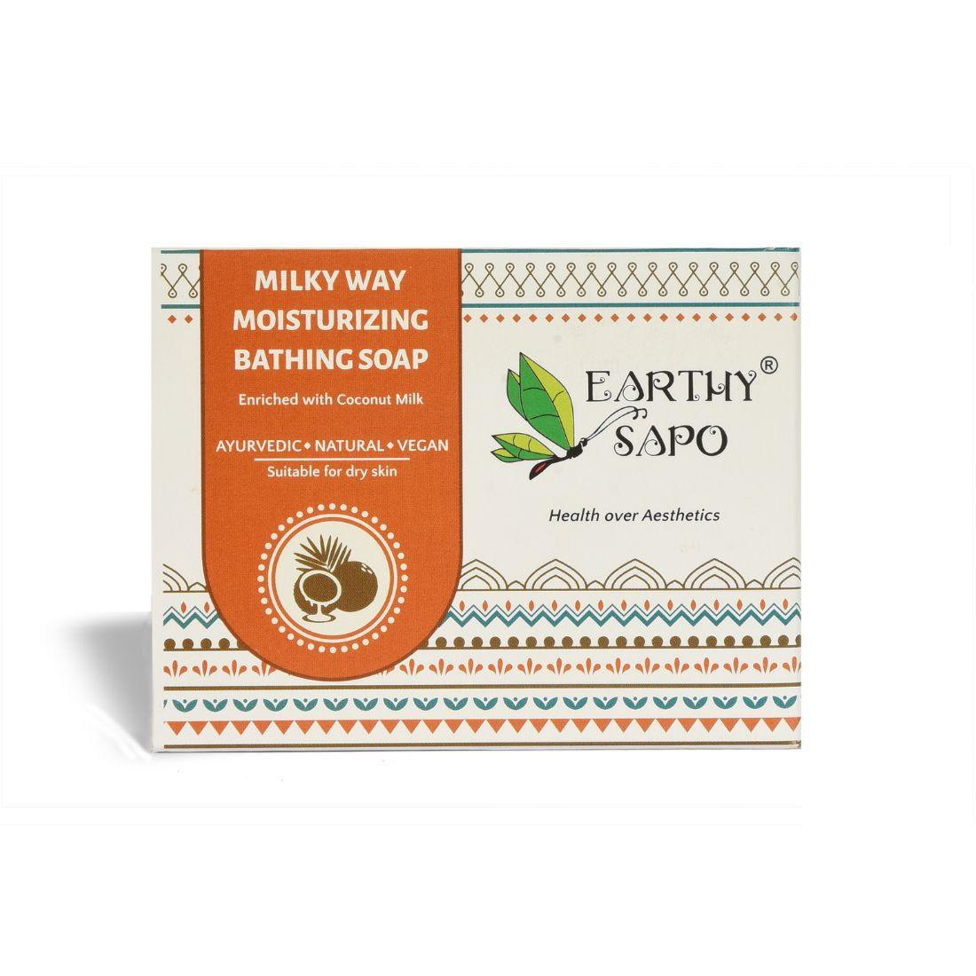 Earthy Sapo Milky Way Moisturizing Bathing Soap with fresh coconut milk for dry skin