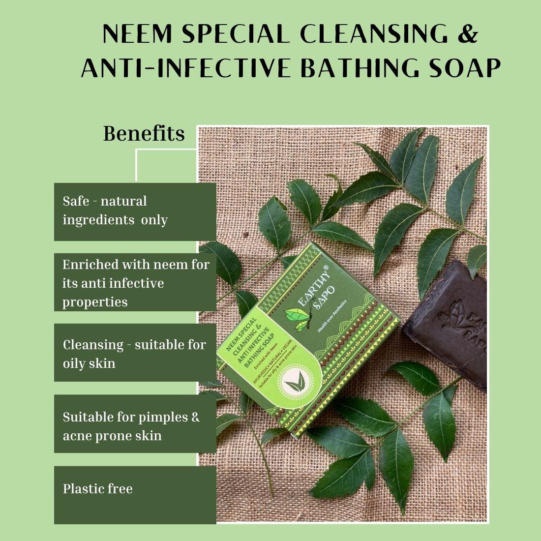 Earthy Sapo Neem Special Cleansing & Anti-infective Bathing Soap benefits for oily and acne-prone skin