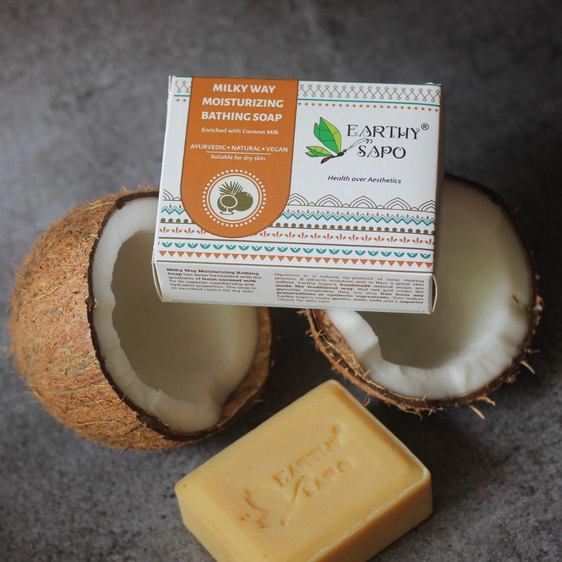 Earthy Sapo Milky Way Moisturizing Bathing Soap with coconut milk for dry skin