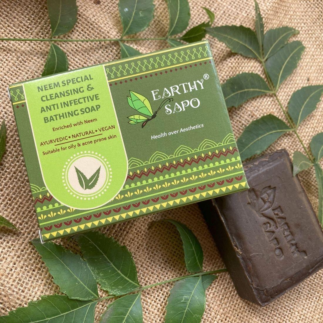 Earthy Sapo Neem Special Cleansing & Anti-infective Bathing Soap for oily and acne-prone skin