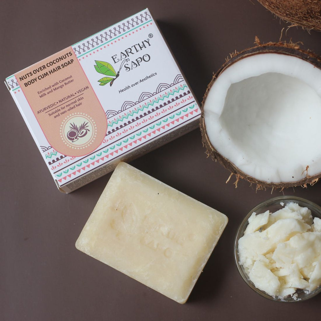Earthy Sapo Nuts Over Coconuts Body & Hair Soap with coconut and mango butter