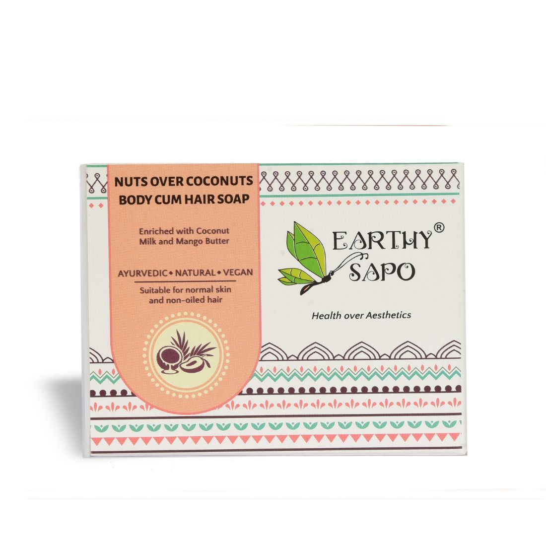 Earthy Sapo Nuts Over Coconuts Body & Hair Soap enriched with coconut milk and mango butter.