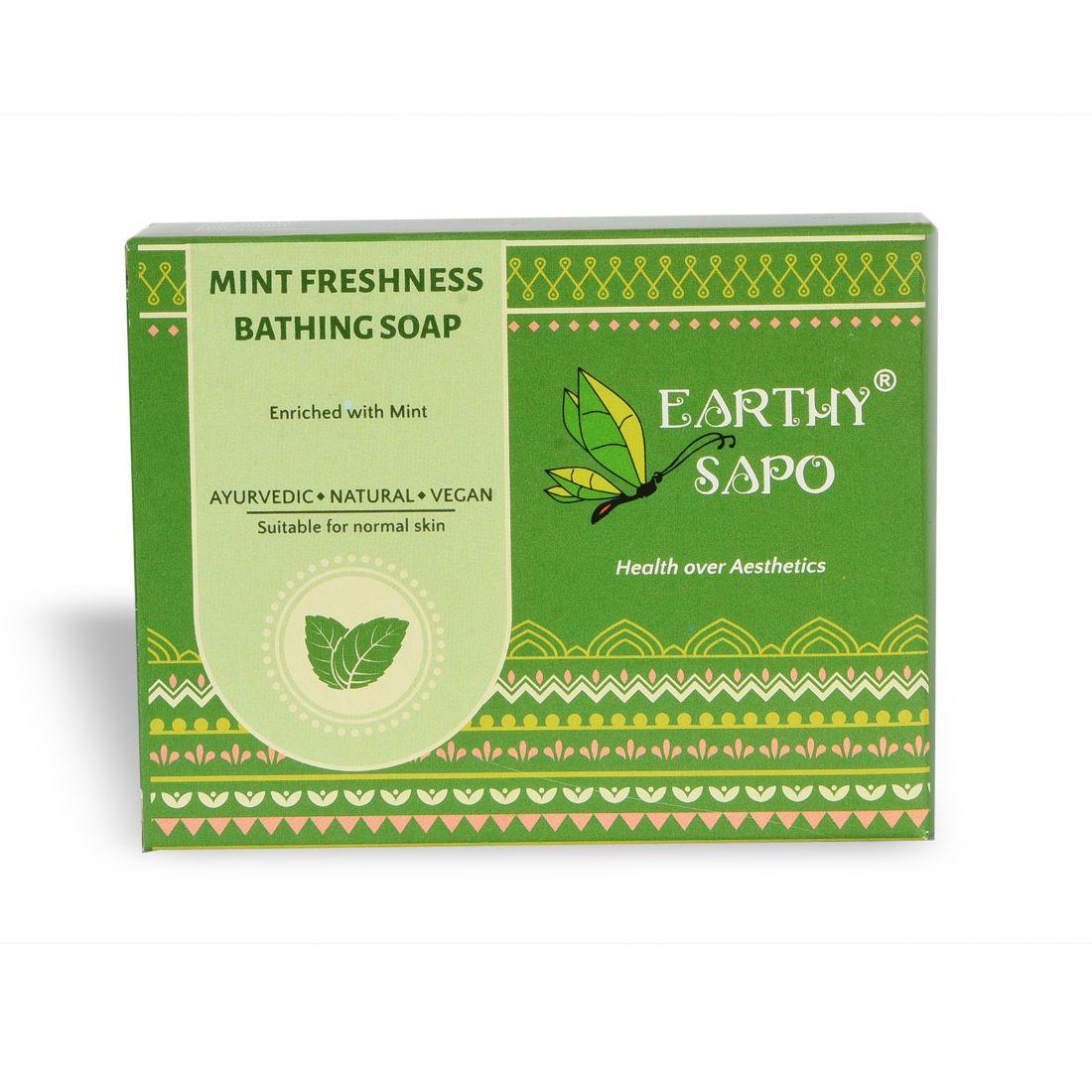 Earthy Sapo Mint Freshness Bathing Soap enriched with mint for a cooling and refreshing bath