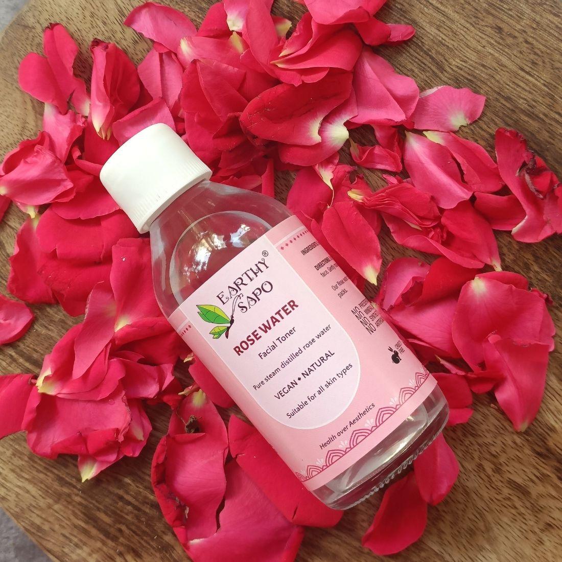 Earthy Sapo Pure Rose Water Facial Toner for natural skin hydration and refreshing care.