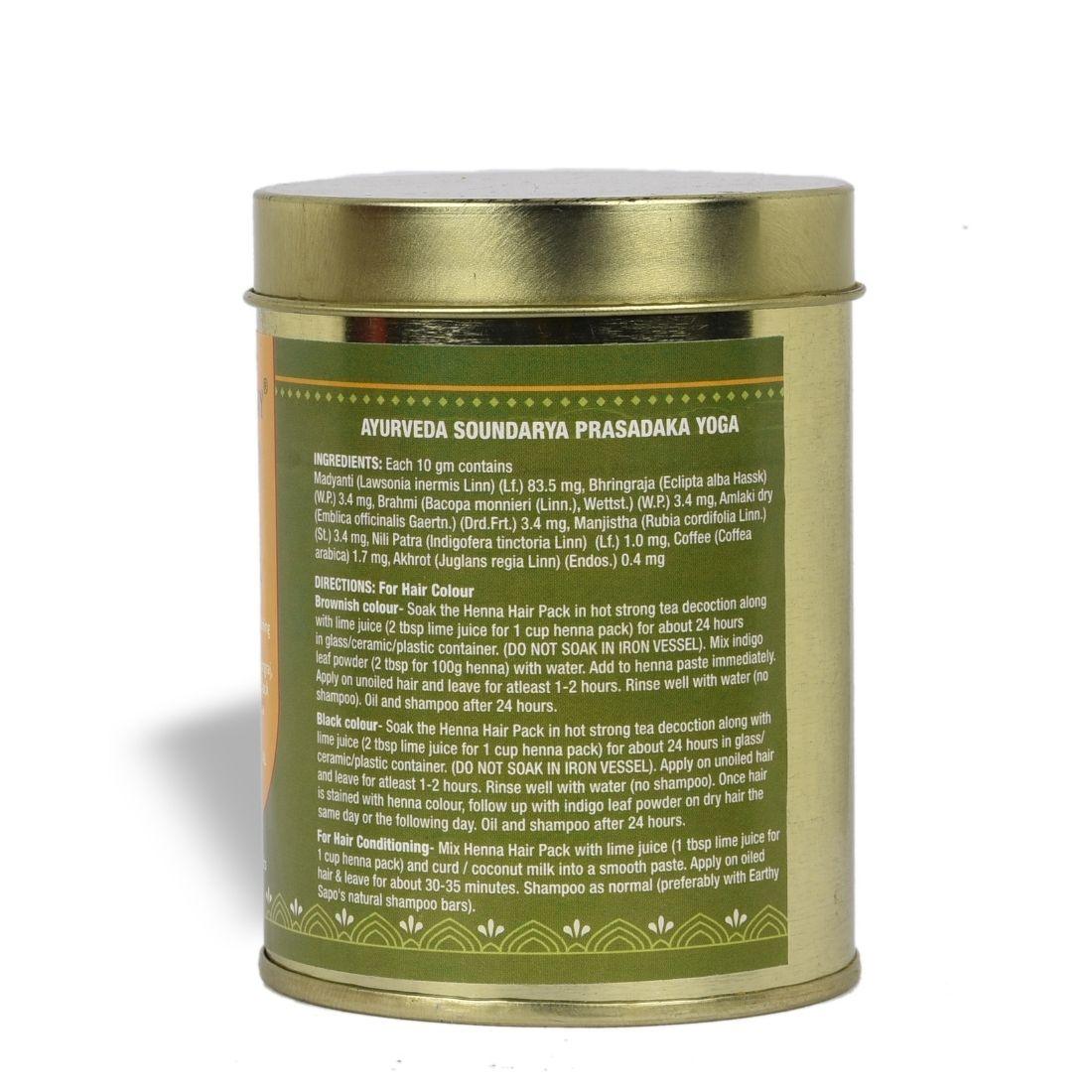 Earthy Sapo Henna Hair Pack with Ayurvedic herbs for natural hair colouring and conditioning