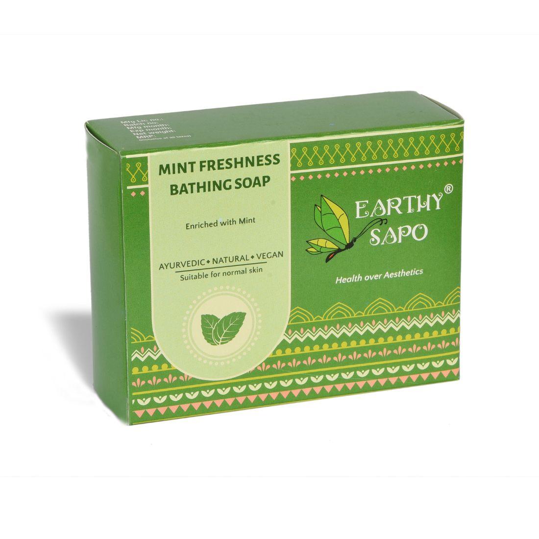 Earthy Sapo Mint Freshness Bathing Soap enriched with mint for a cooling and refreshing bath