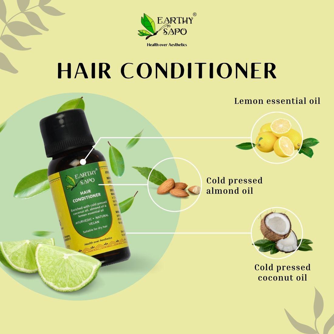 Earthy Sapo Hair Conditioner with cold-pressed coconut oil, almond oil and lemon essential oil