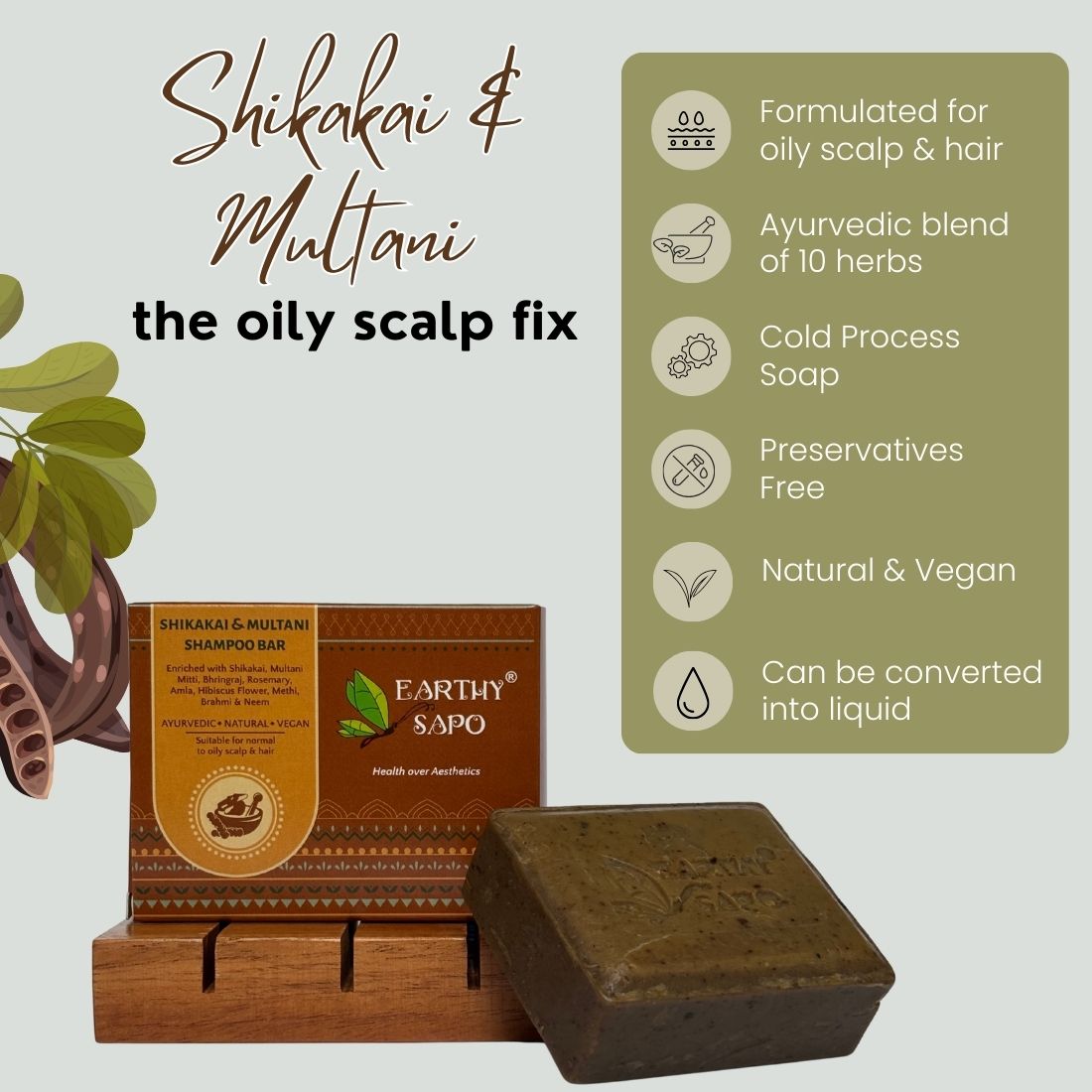 Shikakai & Multani Shampoo Bar, 100g