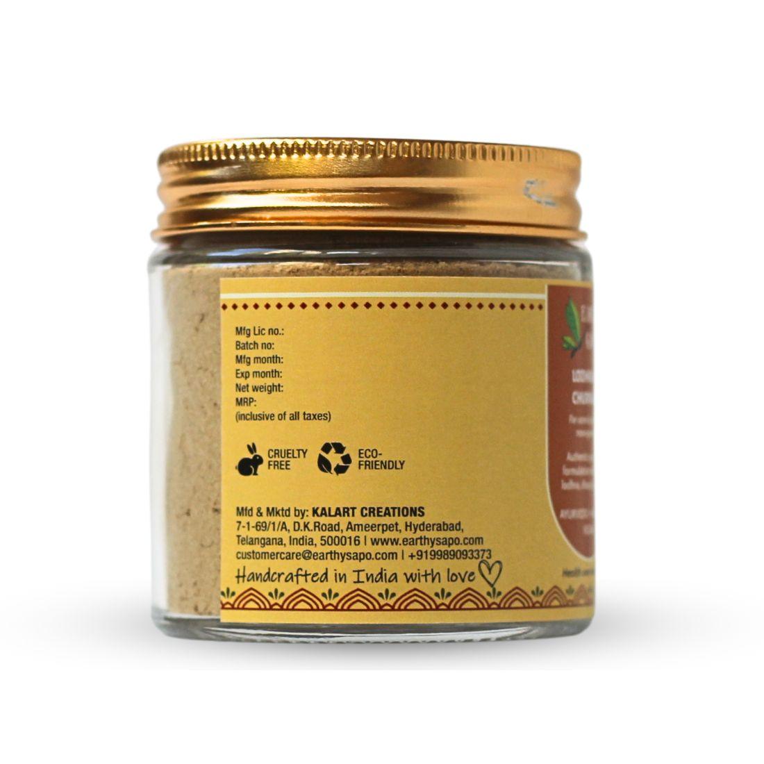 Earthy Sapo Lodhradi Churnam Ayurvedic herbal powder for pimples and acne-prone skin