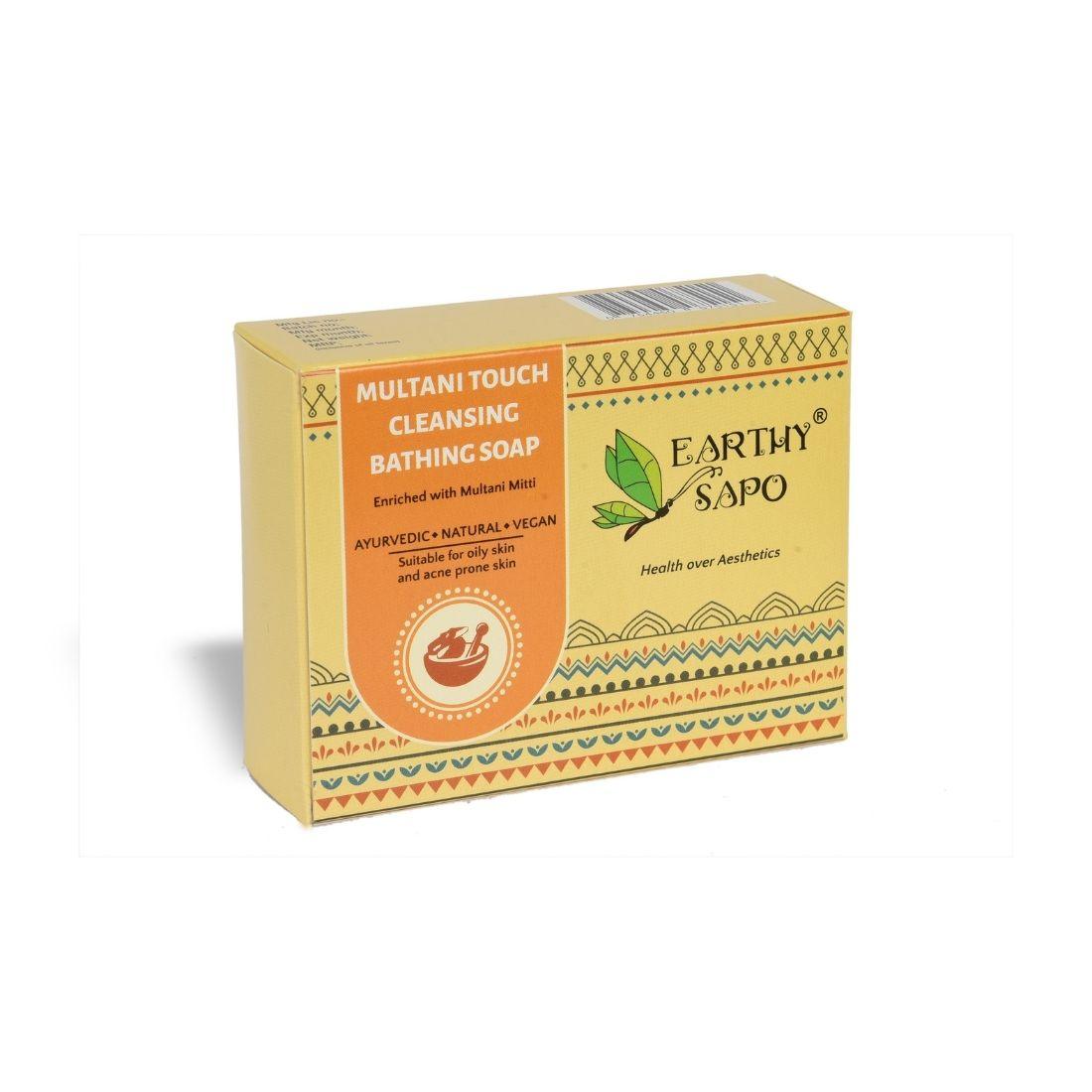 Earthy Sapo Multani Touch Cleansing Bathing Soap enriched with Multani Mitti, Ayurvedic and vegan