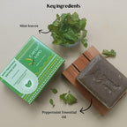 Earthy Sapo Mint Freshness Bathing Soap with mint leaves and peppermint essential oil
