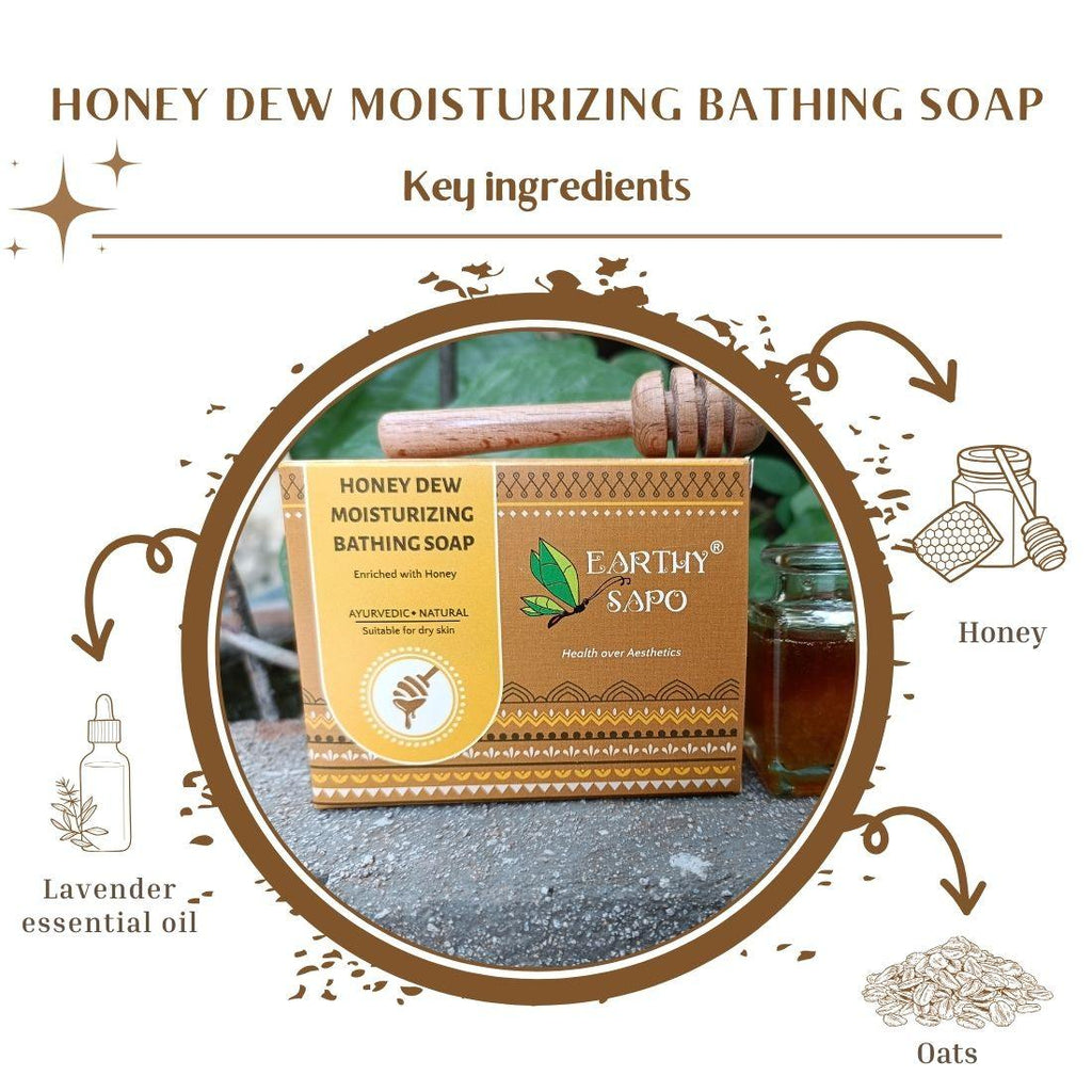 Earthy Sapo Honey Dew Moisturizing Bathing Soap with honey, oats and lavender essential oil