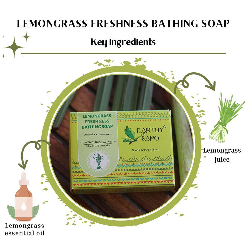 Earthy Sapo Lemongrass Freshness Bathing Soap with fresh lemongrass juice and lemongrass essential oil