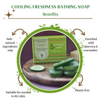 Earthy Sapo Cooling Freshness Bathing Soap benefits, enriched with aloe vera and cucumber, suitable for normal to dry skin