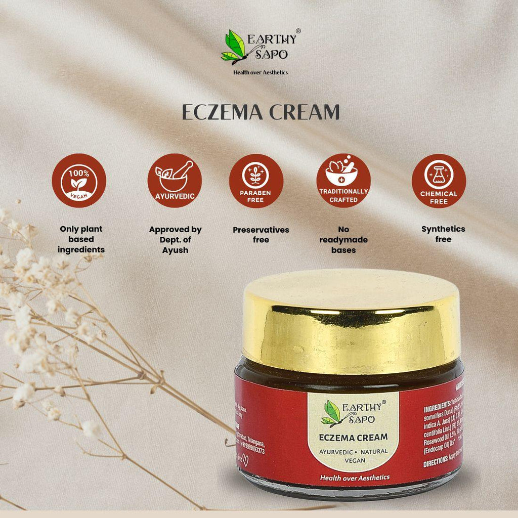 Earthy Sapo Eczema Cream with Ayurvedic, vegan, preservative-free and chemical-free formulation
