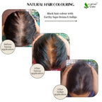 Earthy Sapo Henna and Indigo natural hair colouring before and after application