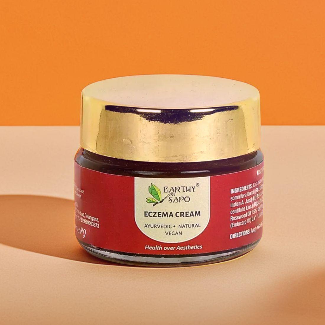 Earthy Sapo Eczema Cream with Ayurvedic herbs and cold-pressed oils for soothing dry, itchy and irritated skin