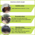 Earthy Sapo Henna Hair Pack colour and application steps for reddish, brownish and blackish hair
