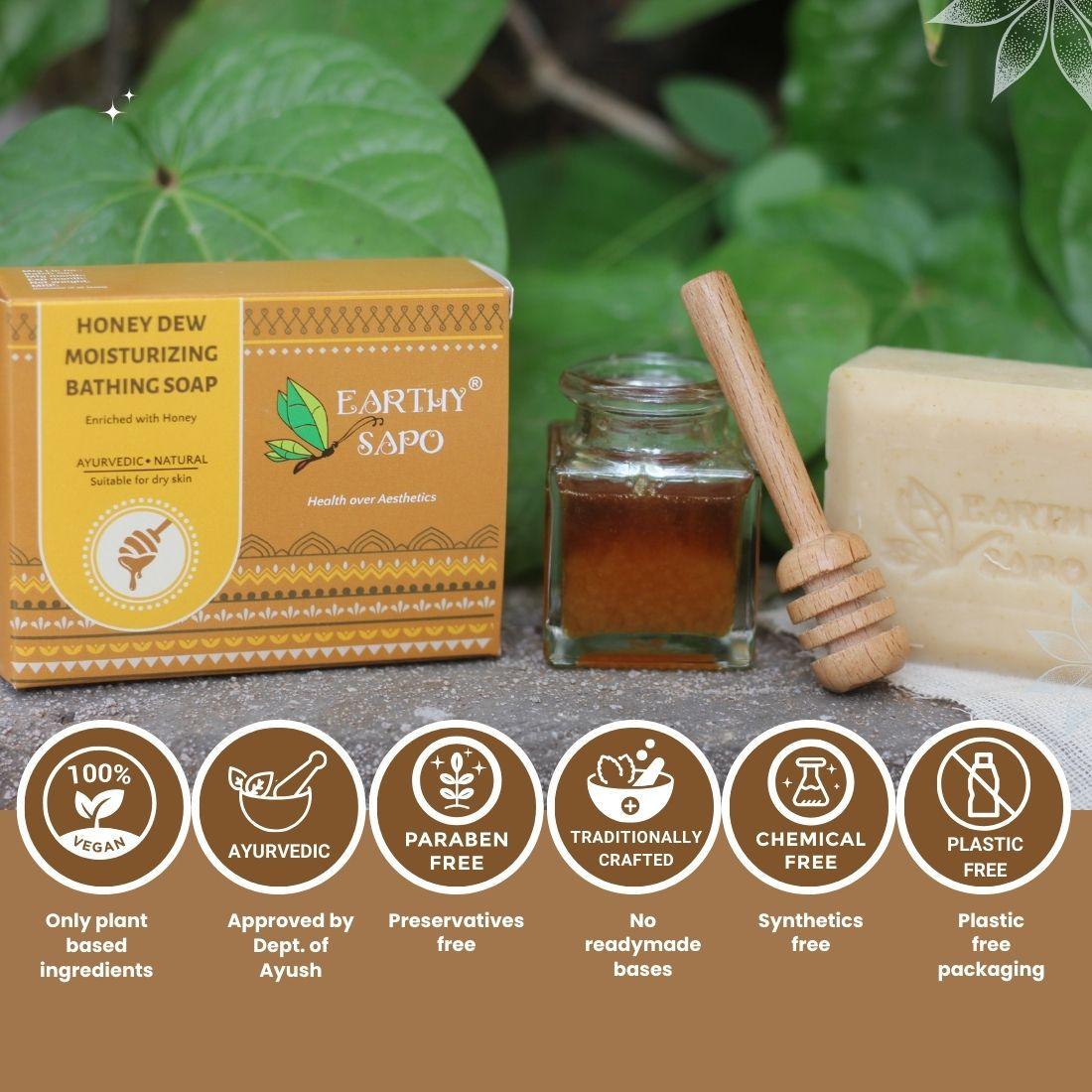 Earthy Sapo Honey Dew Moisturizing Bathing Soap enriched with honey for dry skin