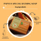 Earthy Sapo Papaya Special Bathing Soap with fresh papaya puree and bergamot essential oil.