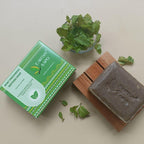 Earthy Sapo Mint Freshness Bathing Soap with fresh mint leaves