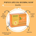 Earthy Sapo Papaya Special Bathing Soap enriched with papaya, natural ingredients and plastic-free packaging for normal to dry skin.