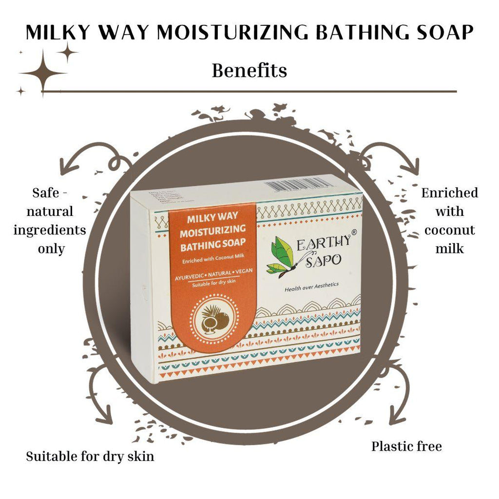 Earthy Sapo Milky Way Moisturizing Bathing Soap with coconut milk for dry skin