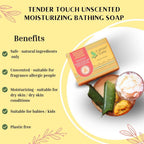 Benefits of Earthy Sapo Tender Touch Unscented Moisturizing Bathing Soap for dry, sensitive and eczema-prone skin.