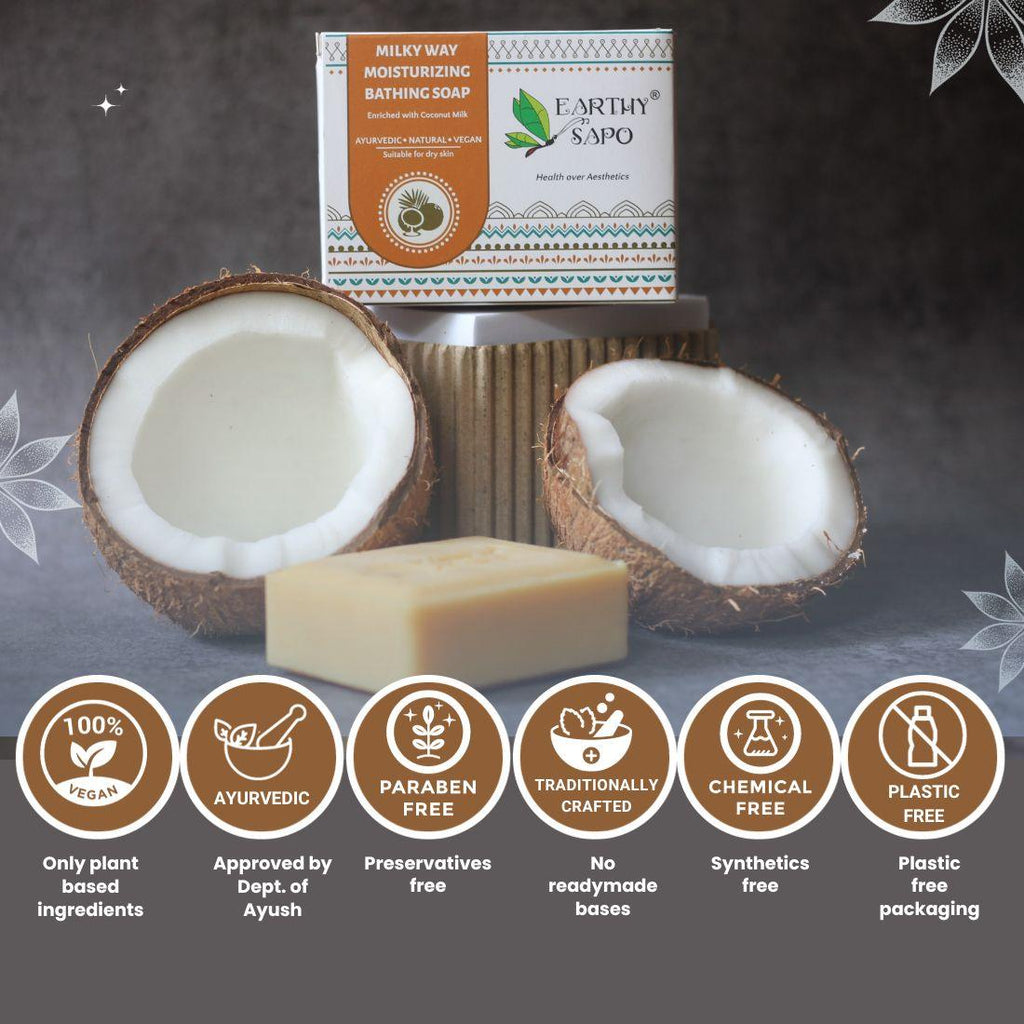 Earthy Sapo Milky Way Moisturizing Bathing Soap with coconut milk for dry skin