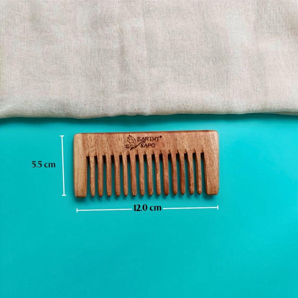 Earthy Sapo Natural Neem Wood Baby Comb for Gentle Hair Detangling