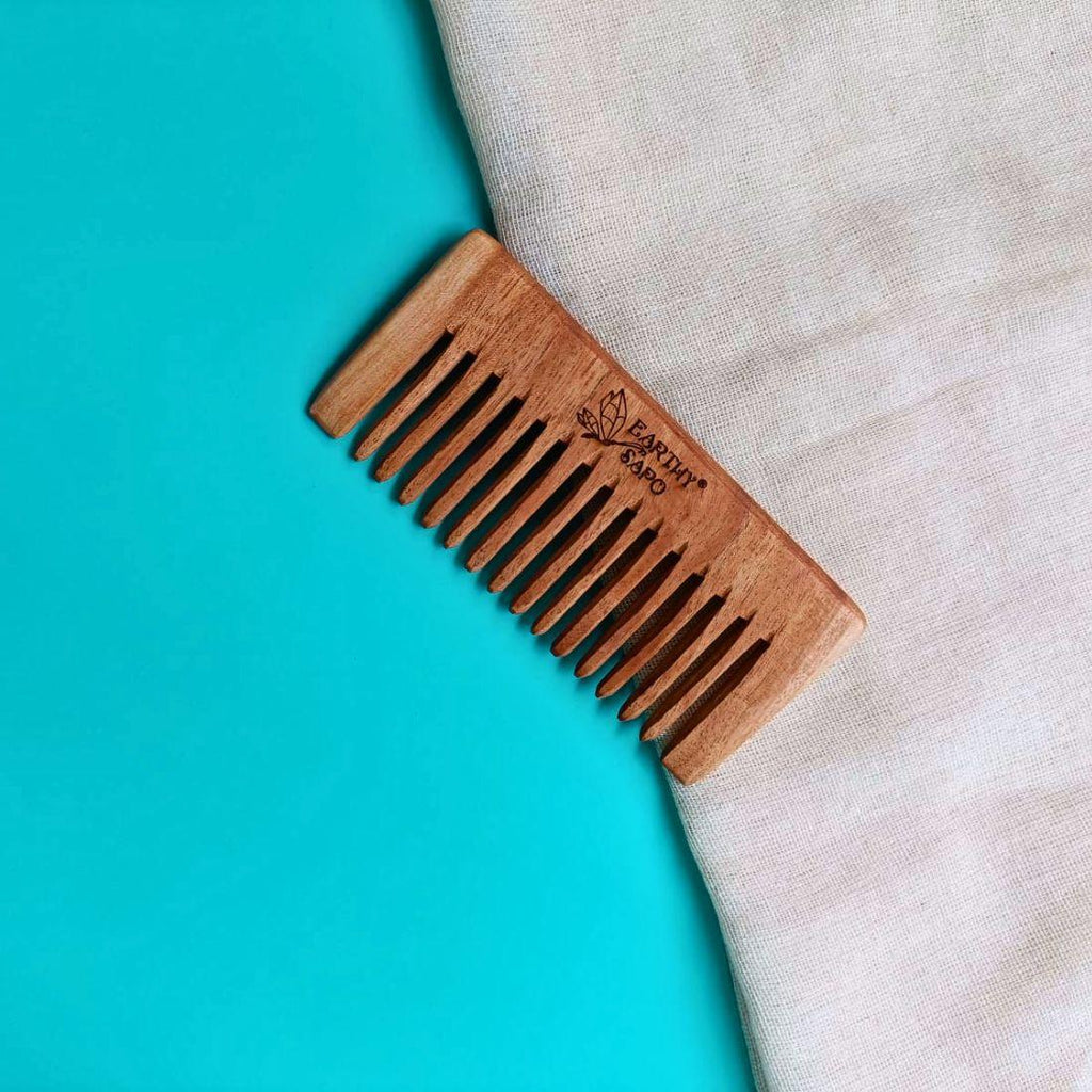 Earthy Sapo Natural Neem Wood Baby Comb for Gentle Hair Detangling