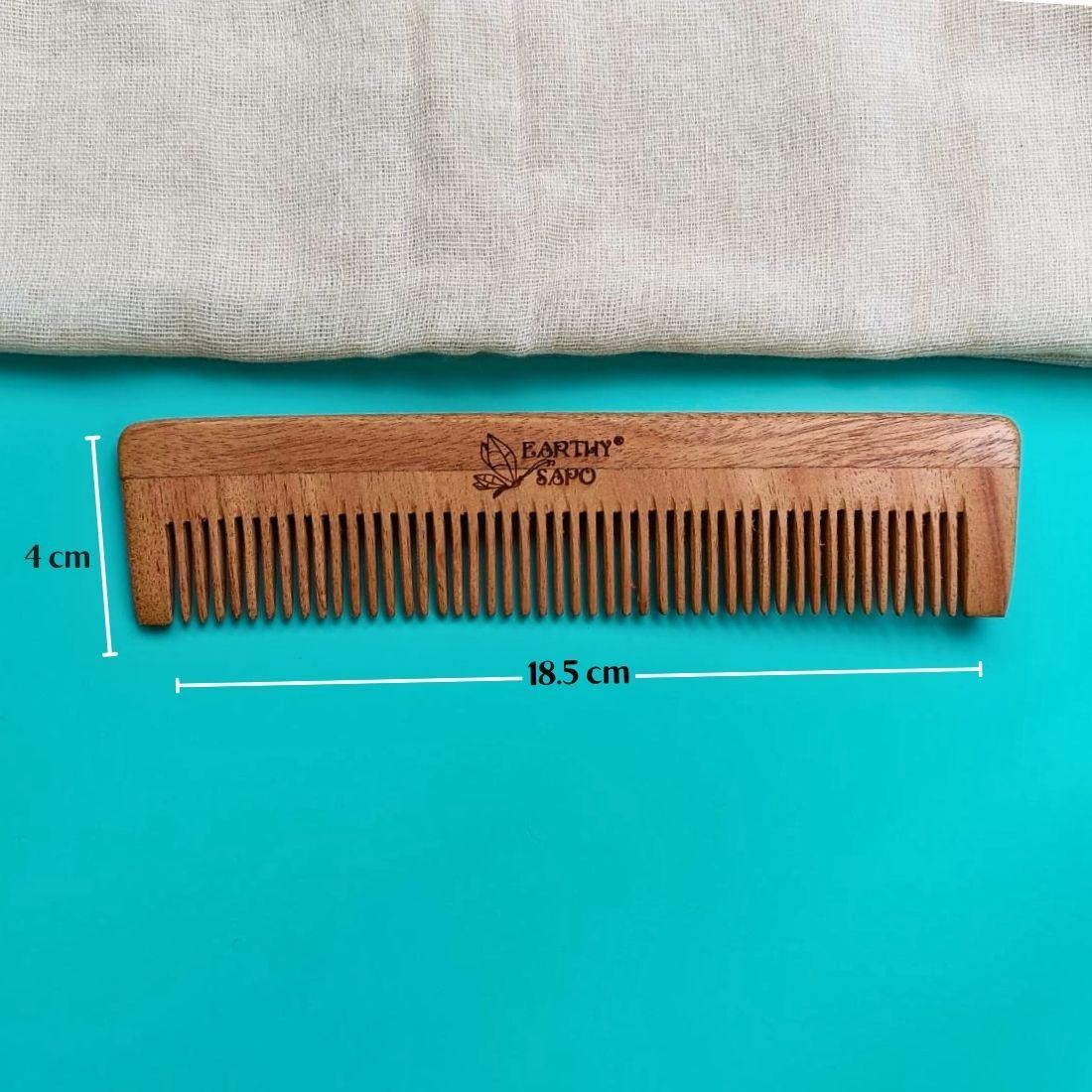 Earthy Sapo Fine-Tooth Neem Wood Comb for Thin and Straight Hair