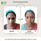 Earthy Sapo Nalpamaradi Tailam before and after showing skin smoothing, blemish appearance and skin nourishment comparison