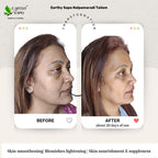 Earthy Sapo Nalpamaradi Tailam before and after showing skin smoothing, blemish appearance and skin nourishment comparison