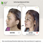 Earthy Sapo Nalpamaradi Tailam before and after showing skin smoothing, blemish appearance and skin nourishment comparison