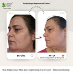 Earthy Sapo Nalpamaradi Tailam before and after showing skin tone, pigmentation and skin softness comparison