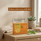Earthy Sapo Papaya Special Bathing Soap enriched with fresh papaya puree for normal to dry skin