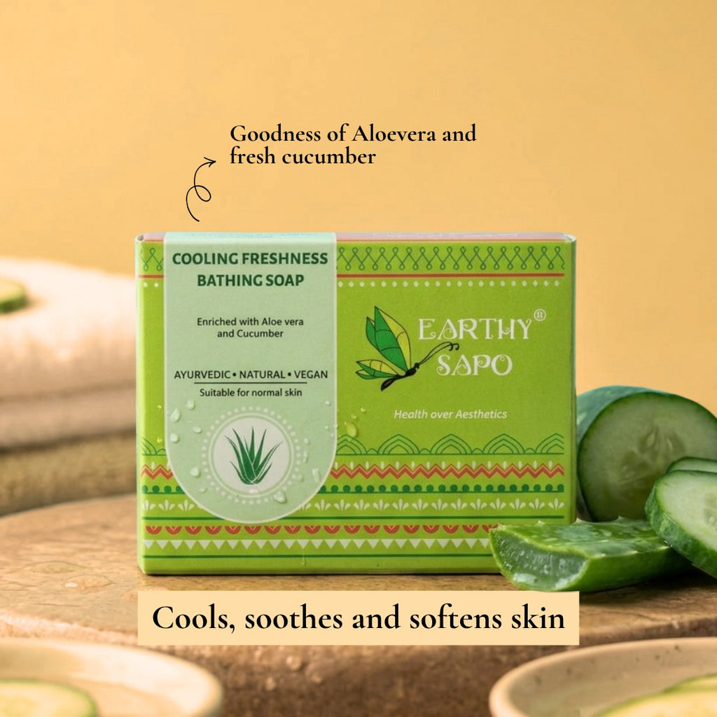 Earthy Sapo Cooling Freshness Bathing Soap with aloe vera and cucumber for normal skin