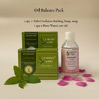 Earthy Sapo Oil Balance Pack with two Tulsi Freshness Bathing Soaps and one Rose Water Facial Toner.