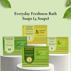 Earthy Sapo natural bathing soap set with Mint, Lemongrass, Tulsi and Aloe Vera soaps for daily skin care.