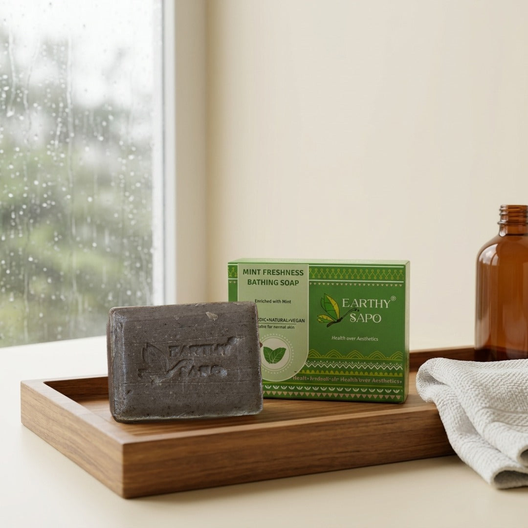 Earthy Sapo Mint Freshness Bathing Soap handcrafted with mint for a refreshing everyday cleansing experience.