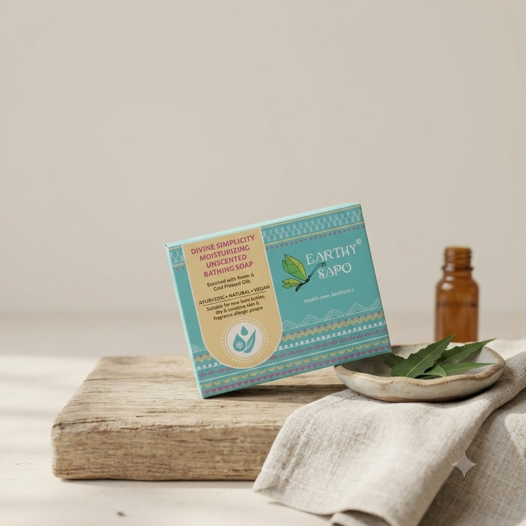 Earthy Sapo Divine Simplicity Unscented Moisturizing Bathing Soap for gentle cleansing and moisturizing of dry and sensitive skin