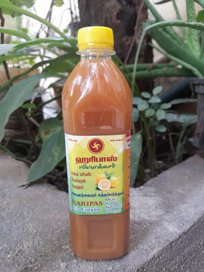 Haripaas Citrus Bioenzyme natural floor cleaner made from fermented citrus peels in a 1000 ml bottle
