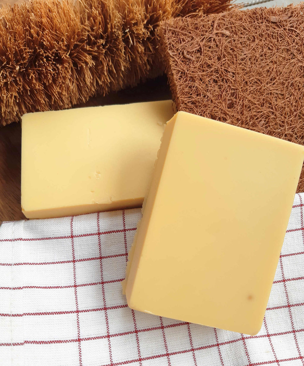 Earthy Sapo Eco Love Detergent Bar, a natural biodegradable palm oil-free laundry and household cleaning bar